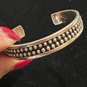 TAXCO 925 STERLING SILVER BEADED CUFF BRACELET